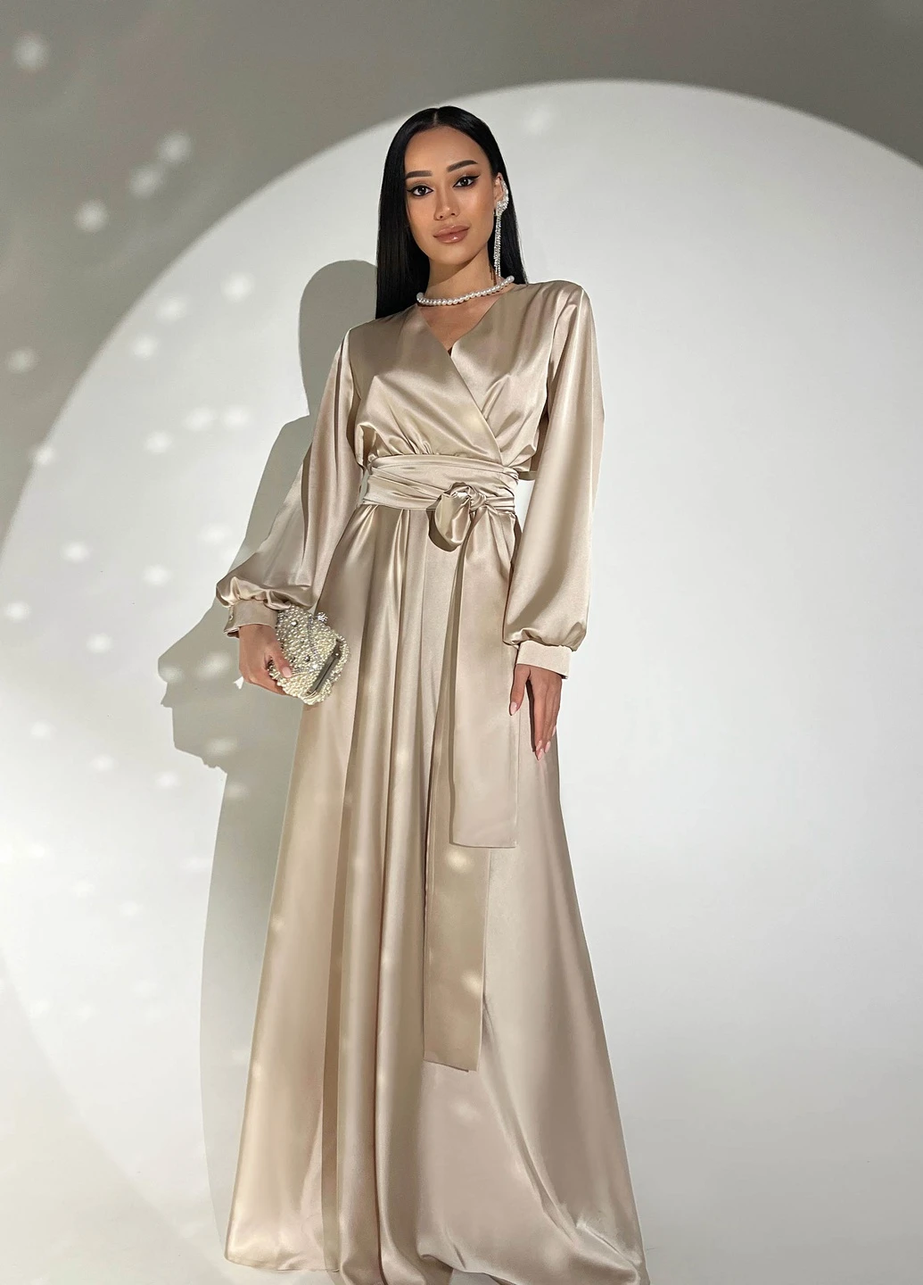 Burgundy mesh-panel long dress