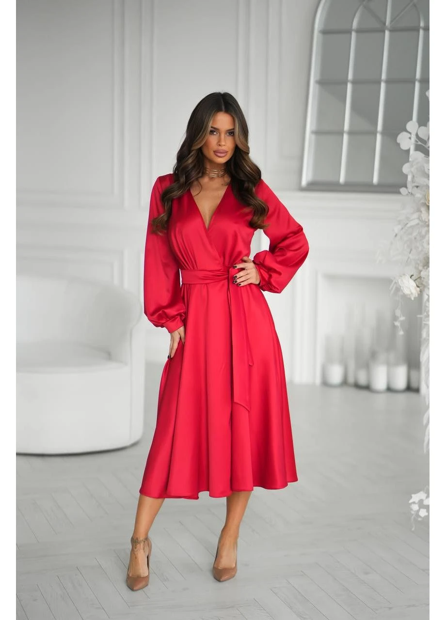 Burgundy sheer-panel long dress